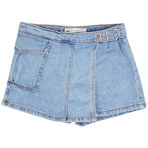 Falda short denim celeste sólido para niña