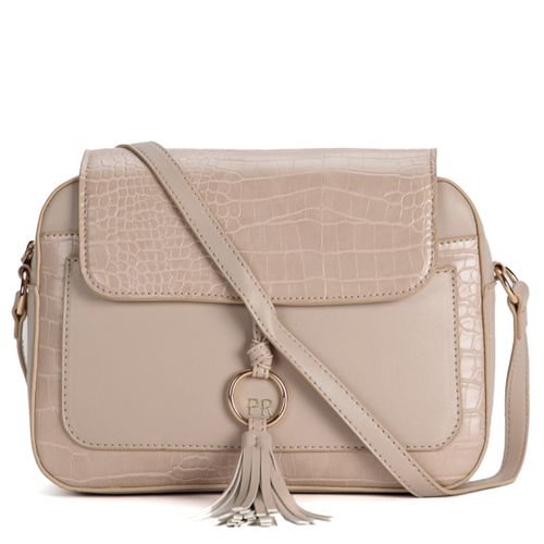 Cartera crossbody Punt Roma color beige para mujer