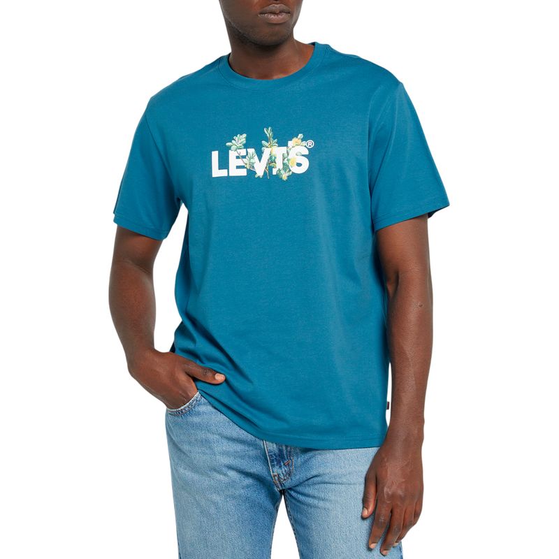 Camiseta Levi's relaxed fit azul estampada para hombre