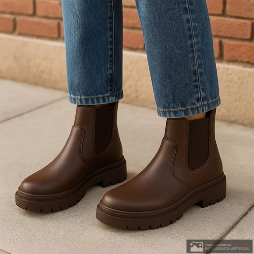 Bota casual Orange color café para mujer
