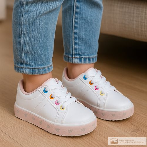 Zapato deportivo casual blanco para niña bebé