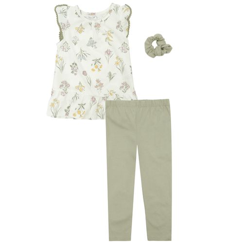 Conjunto de 3 piezas bicolor con estampado para niña