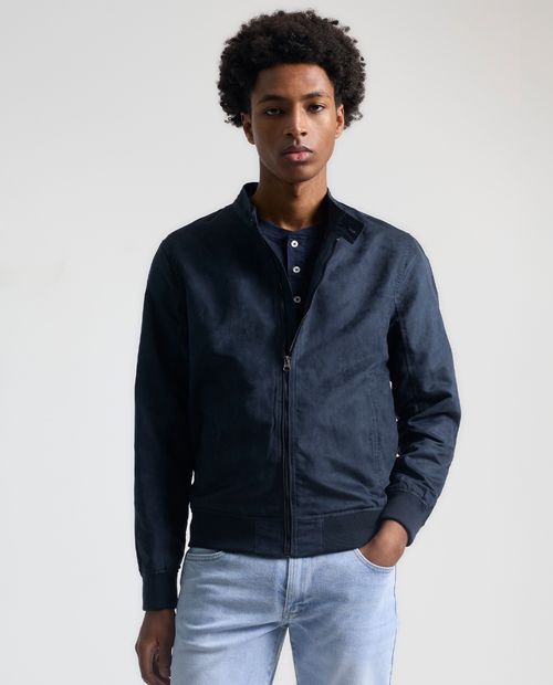 Chaqueta bomber Puro Ego azul con textura para hombre