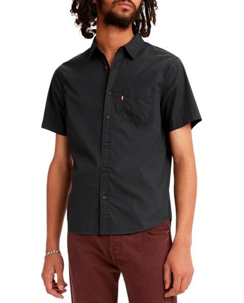 Camisa classic fit Levi's negra sólida para hombre