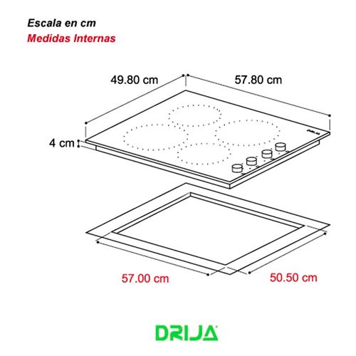 Cocina 4 quemadores empotrable eléctrica BARI 60 ELECT Drija