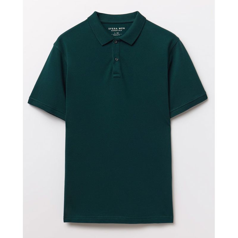 Camisa polo Sfera verde oscuro sólida para hombre Siman Nicaragua