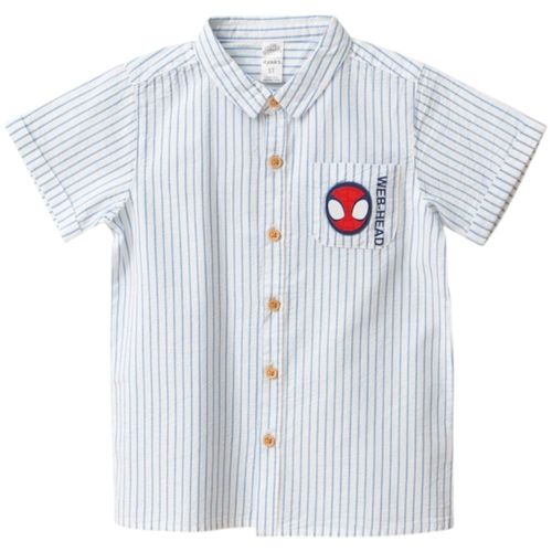 Camisa bicolor con bordado de Spider Man para niño