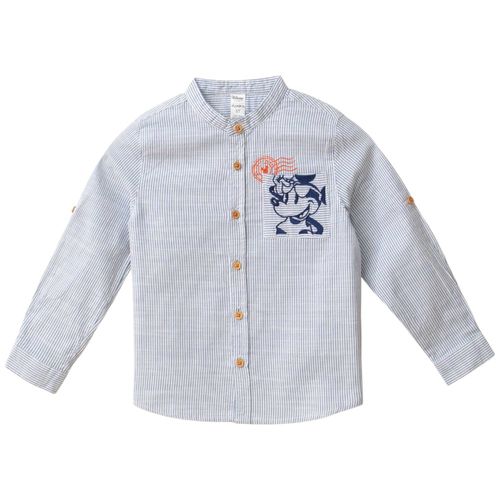 Camisa bicolor con bordado de Mickey Mouse para niño