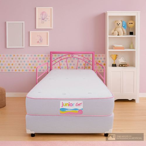 Cama individual niña (incluye respaldo y 2 barandas ) confort suave