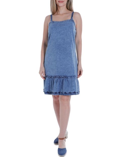 Vestido Sabrina casual denim de tirantes para mujer