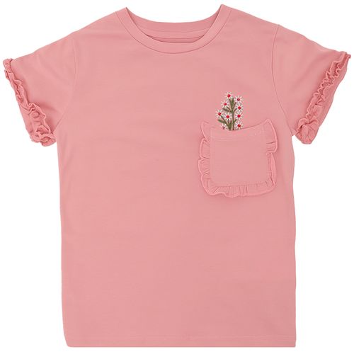 Blusa rosada con bordado para niña