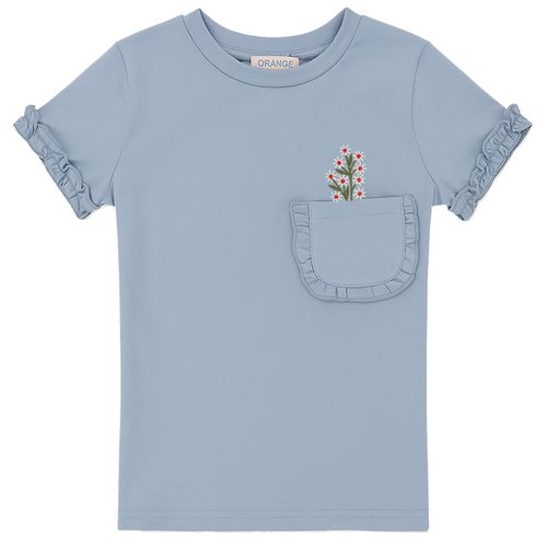 Blusa celeste con bordado para niña
