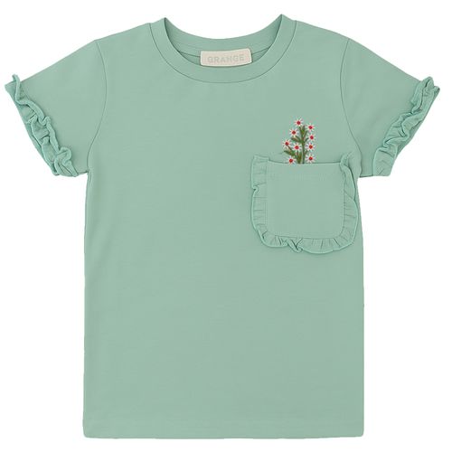 Blusa verde con bordado para niña