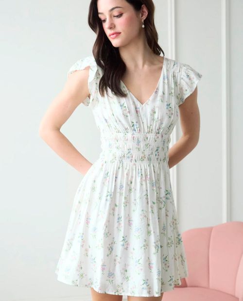 Vestido Mine casual estampado manga corta para mujer
