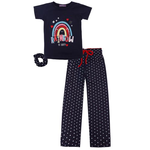 Pijama de 2 piezas azules con estampado para niña