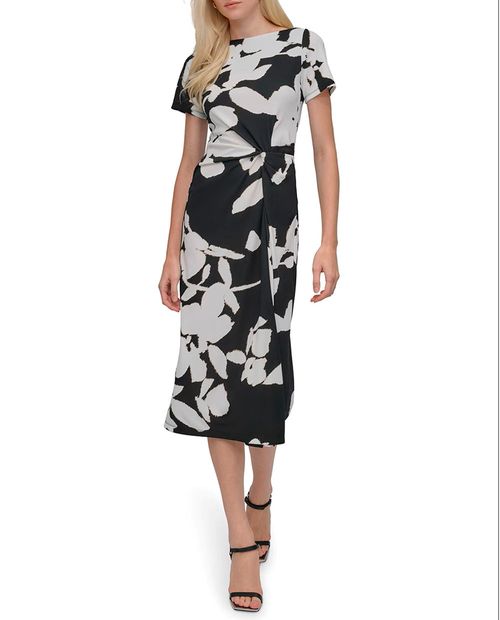 Vestido DKNY midi estampado mangas cortas para mujer