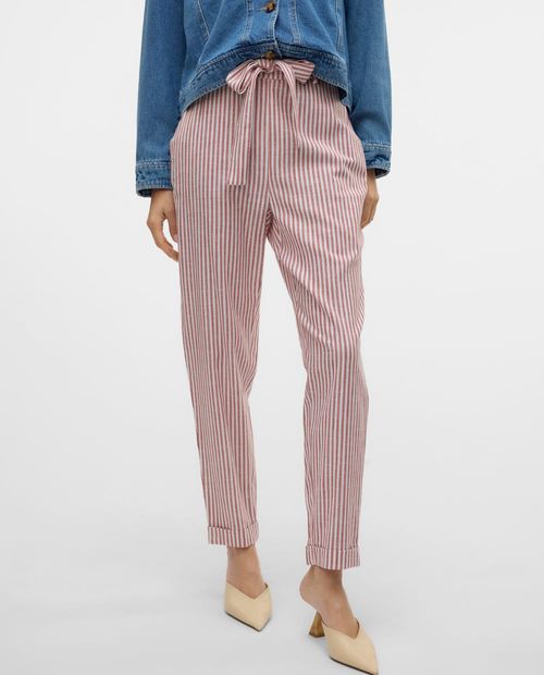 Pantalón Vero Moda pull on rayado largo 30" de cintura media para mujer