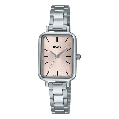 Reloj Casio análogo de acero inoxidable color plateado para mujer