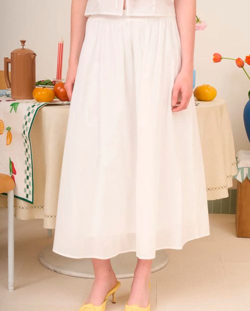 Falda Mine midi blanca de cintura alta para mujer