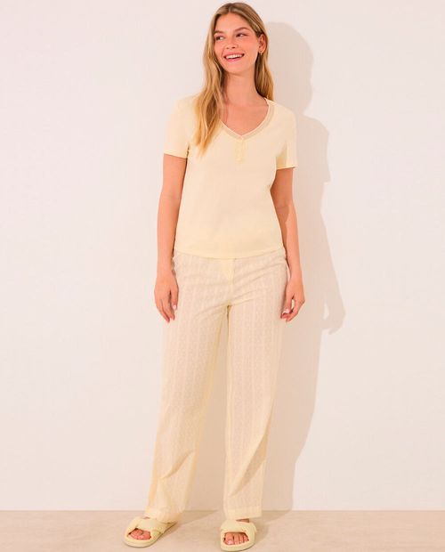 Pijama con pantalón Women Secret amarilla para mujer