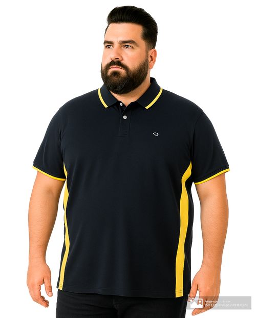 Camisa polo classic fit Oscar de la Renta navy color blocking para hombre