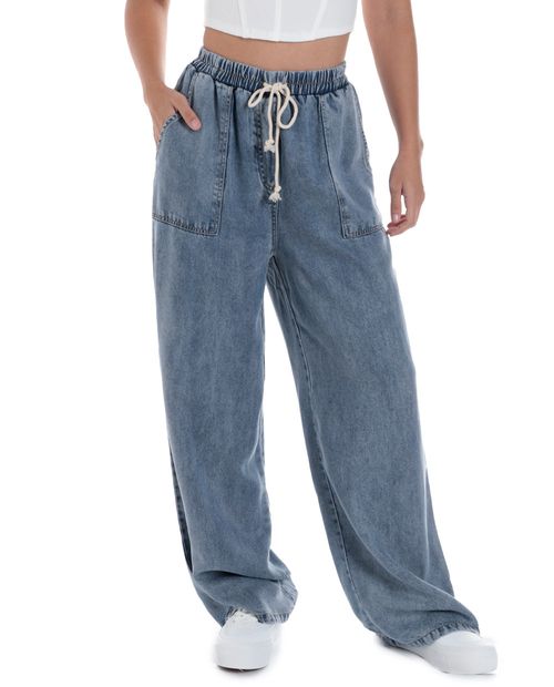 Pantalón Mine pull on denim de cintura alta para mujer