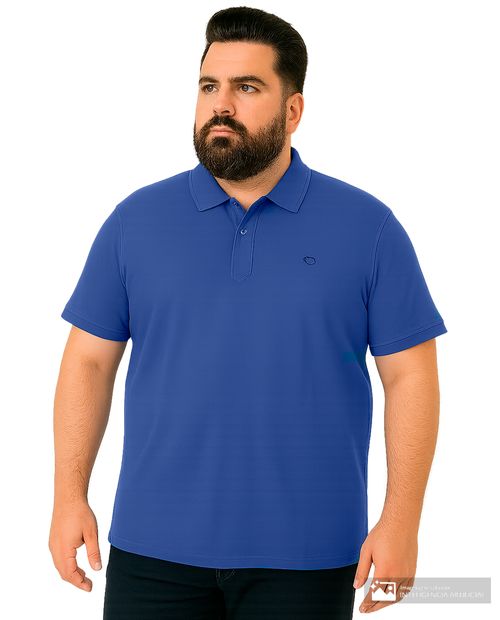 Camisa polo Oscar de la Renta tailored fit azul texturizada para hombre