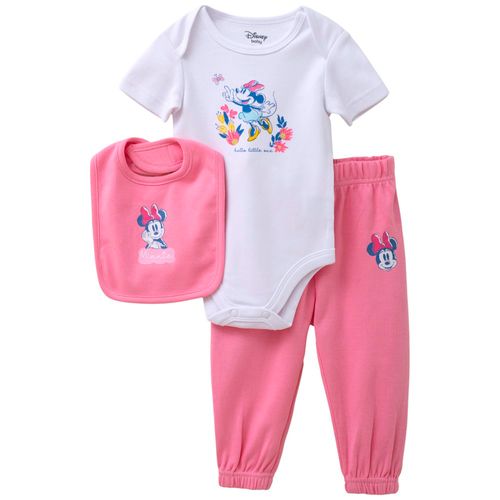 Conjunto de 3 piezas bicolor con estampado Minnie Mouse para bebé niña