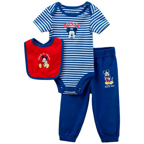 Conjunto de 3 piezas azules con estampado Mickey Mouse para bebé niño