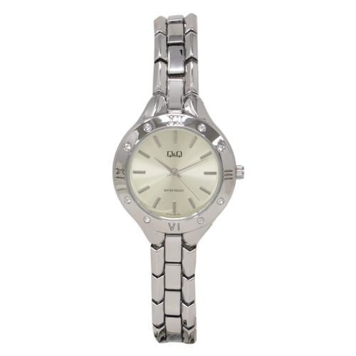 Reloj Q&Q análogo de metal plateado para mujer
