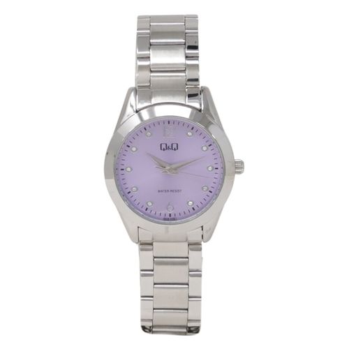 Reloj Q&Q análogo de metal plateado para mujer