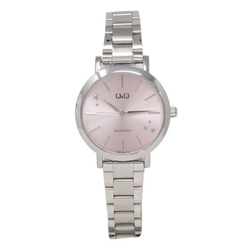 Reloj Q&Q análogo de metal plateado para mujer