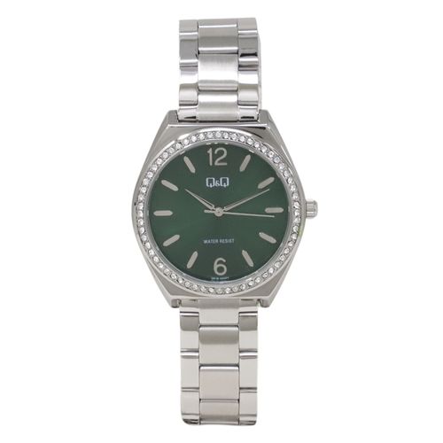 Reloj Q&Q análogo de metal plateado para mujer