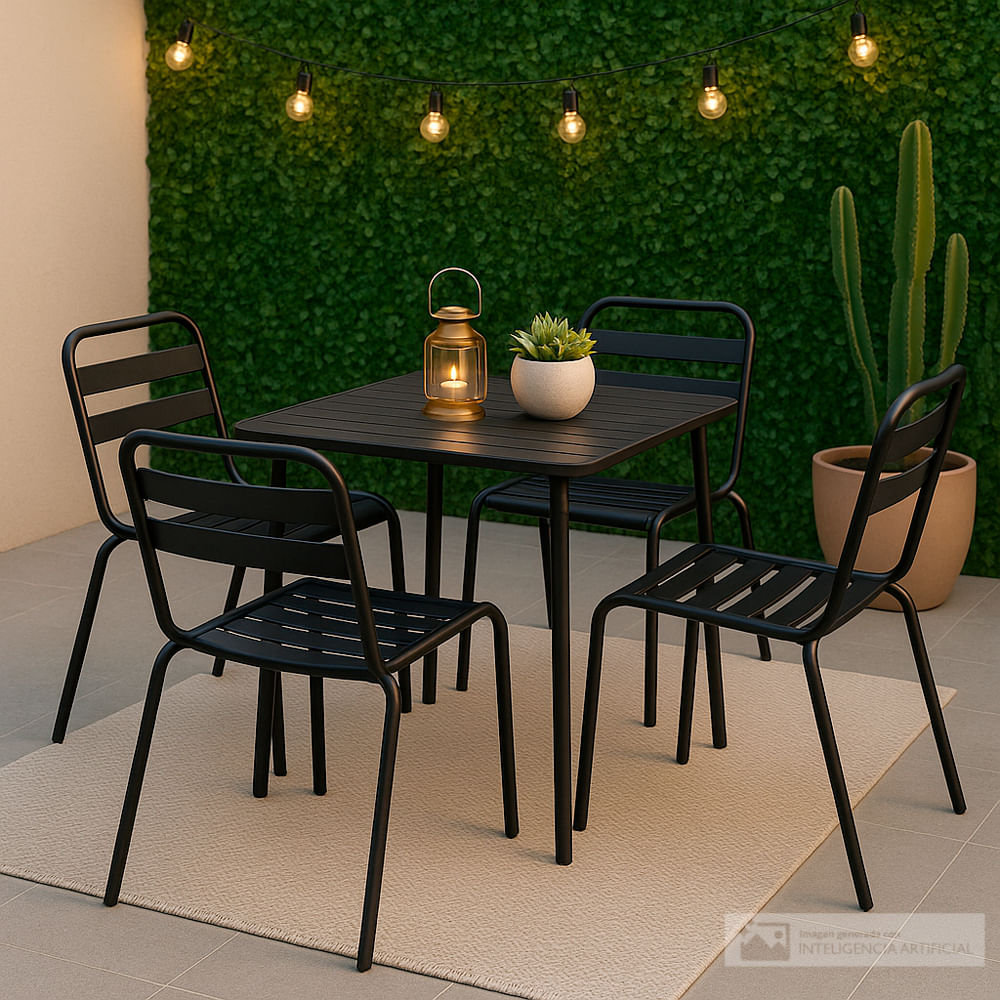 Juego de comedor 4 personas cuadrado para exterior