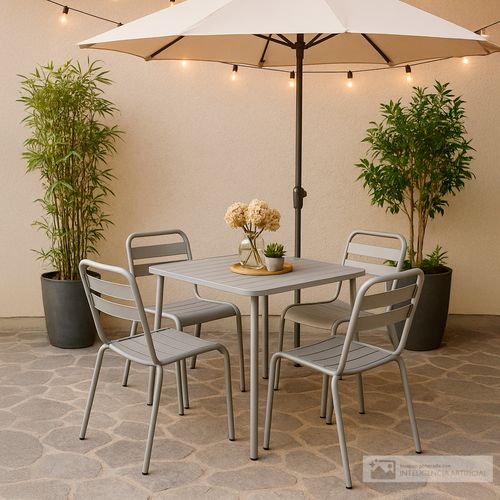 Juego de comedor 4 personas cuadrado para exterior