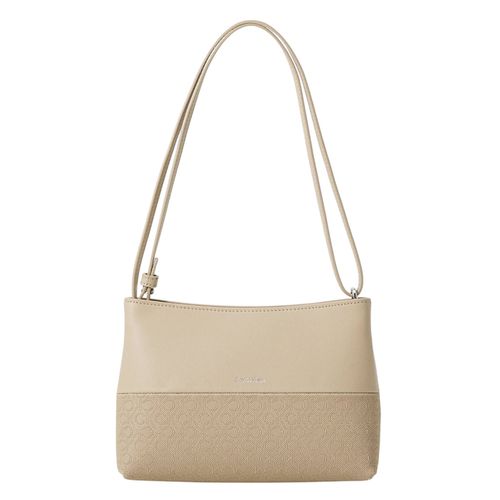 Cartera satchel Calvin Klein color beige para mujer