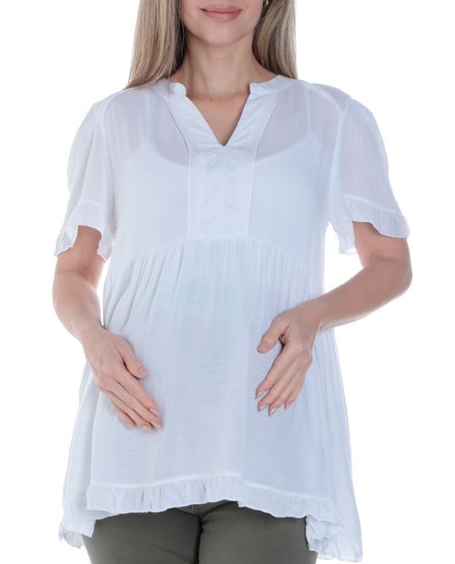 Blusa maternal Sabrina casual blanca manga corta para mujer