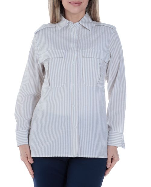 Blusa Nicolle camisera rayada manga larga para mujer