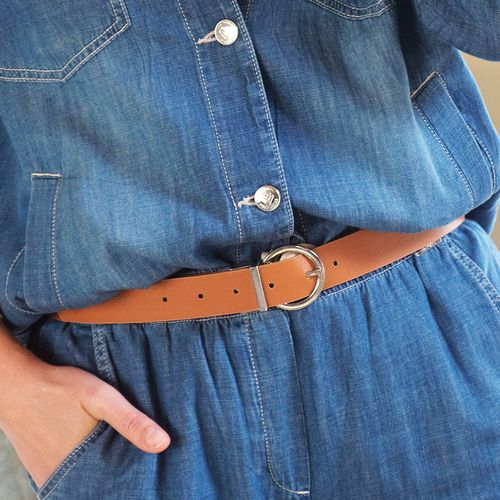 Cinturón reversible Punt Roma café para mujer