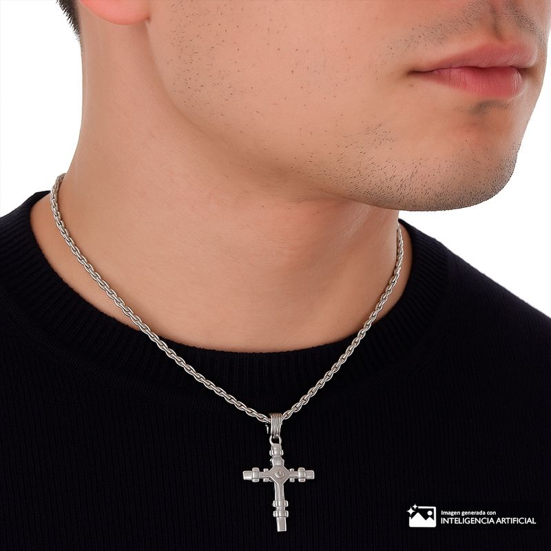 104933231-Cadena-con-dije-de-cruz-de-acero-inoxidable-plateado-2mm-24--para-hombre