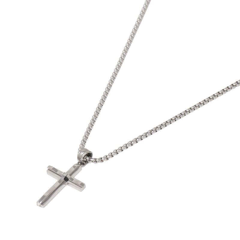 104933235-Cadena-con-dije-de-cruz-de-acero-inoxidable-plateado-2mm-24--para-hombre