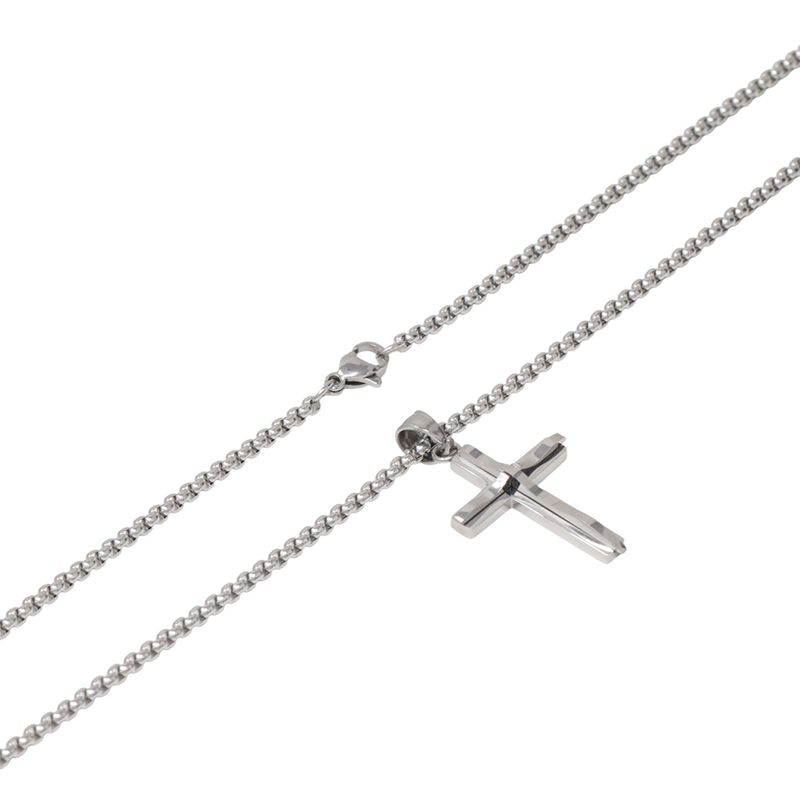 104933235-Cadena-con-dije-de-cruz-de-acero-inoxidable-plateado-2mm-24--para-hombre