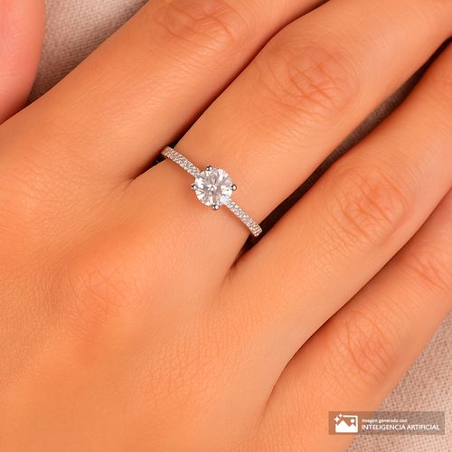Anillo de brass con baño de oro blanco 18k para mujer