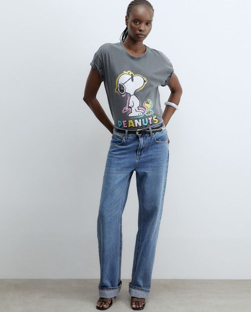 Camiseta Sfera estampado de Snoopy manga corta para mujer