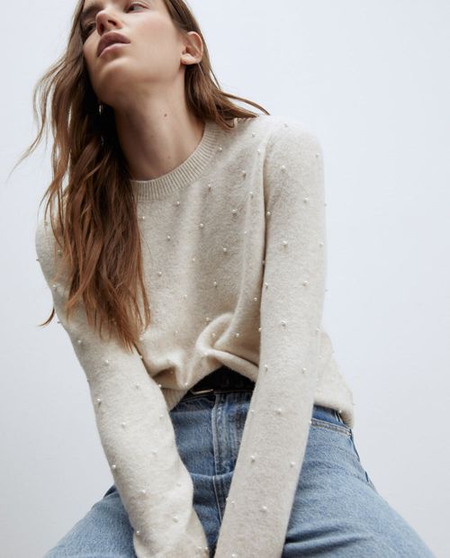 Suéter Sfera pull over beige para mujer