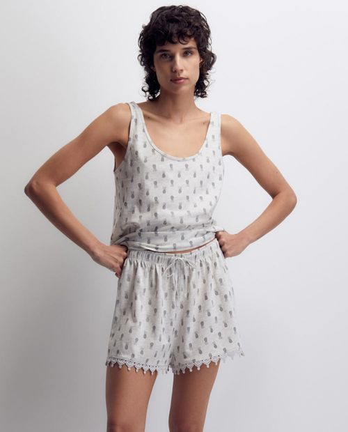 Pijama con short Sfera estampada para mujer
