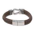 104933219-Brazalete-de-herradura-Steeltime-color-marron-de-acero-inoxidable-para-hombre