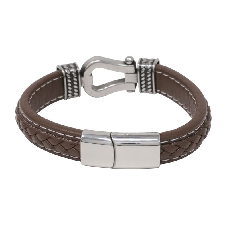 104933219-Brazalete-de-herradura-Steeltime-color-marron-de-acero-inoxidable-para-hombre