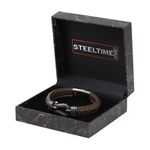 104933219-Brazalete-de-herradura-Steeltime-color-marron-de-acero-inoxidable-para-hombre