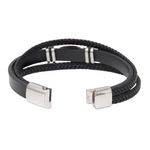 104933220-Brazalete-de-piel-Steeltime-en-color-negro-de-acero-inoxidable-para-hombre